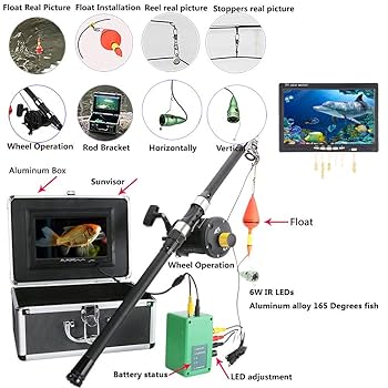 水中釣りカメラ、7インチLCDモニター1000TVL防水魚群探知機カメラ165° Amazon.co.jp: 7インチの水中釣りカメラ、水中dvrビデオ